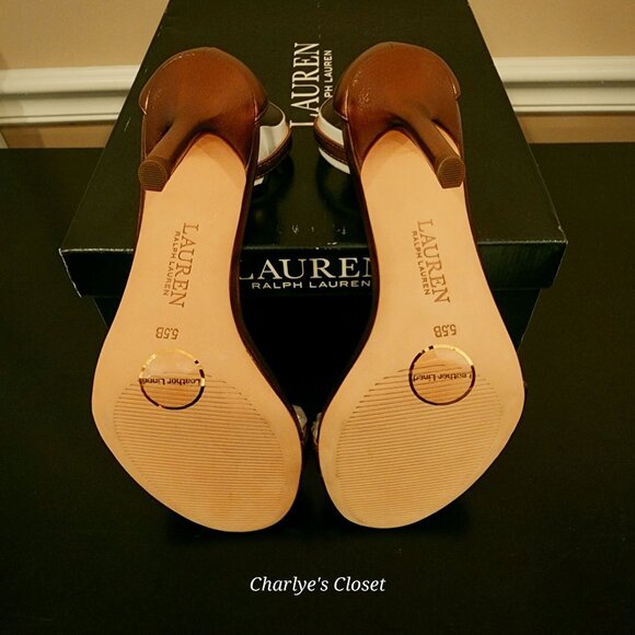 Lauren Ralph Lauren Allie Ankle-Strap Logo Open-Toe Dress Heels 5.5B NWB - Picture 9 of 12